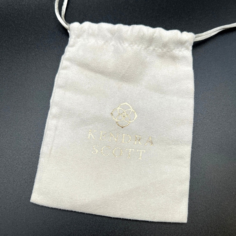 Kendra‎ Scott Jewelry Dust Bag Beige Gray Gold Logo Drawstring Pouch